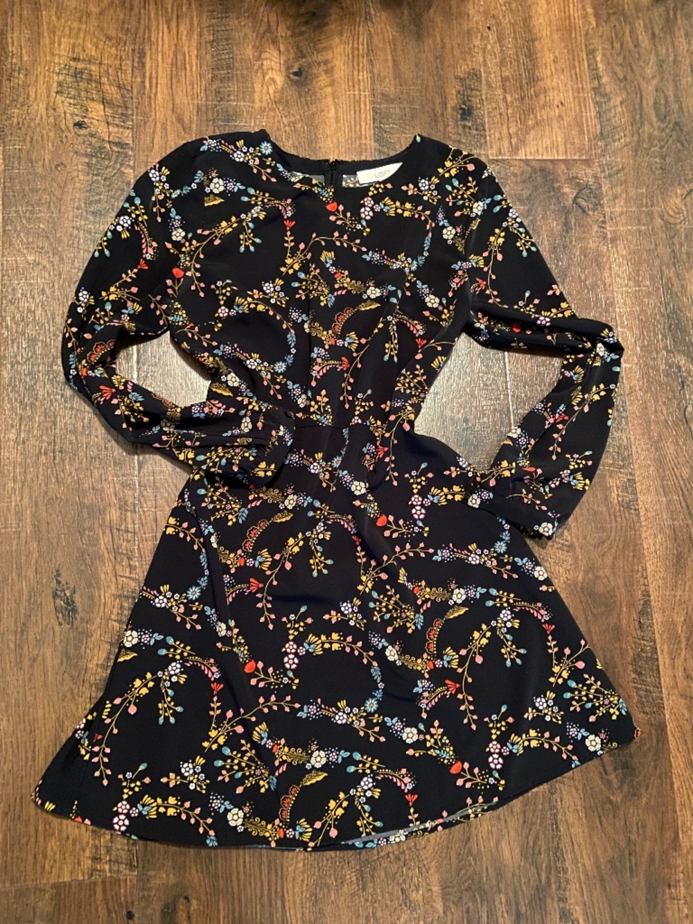 LOFT dress sz 8 Black Floral Blue Red Casual Party Office